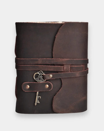 Lamakha Handmade vintage leather sketchbook and custom leather journal with antique lock and rustic leather notebook A5 size diary