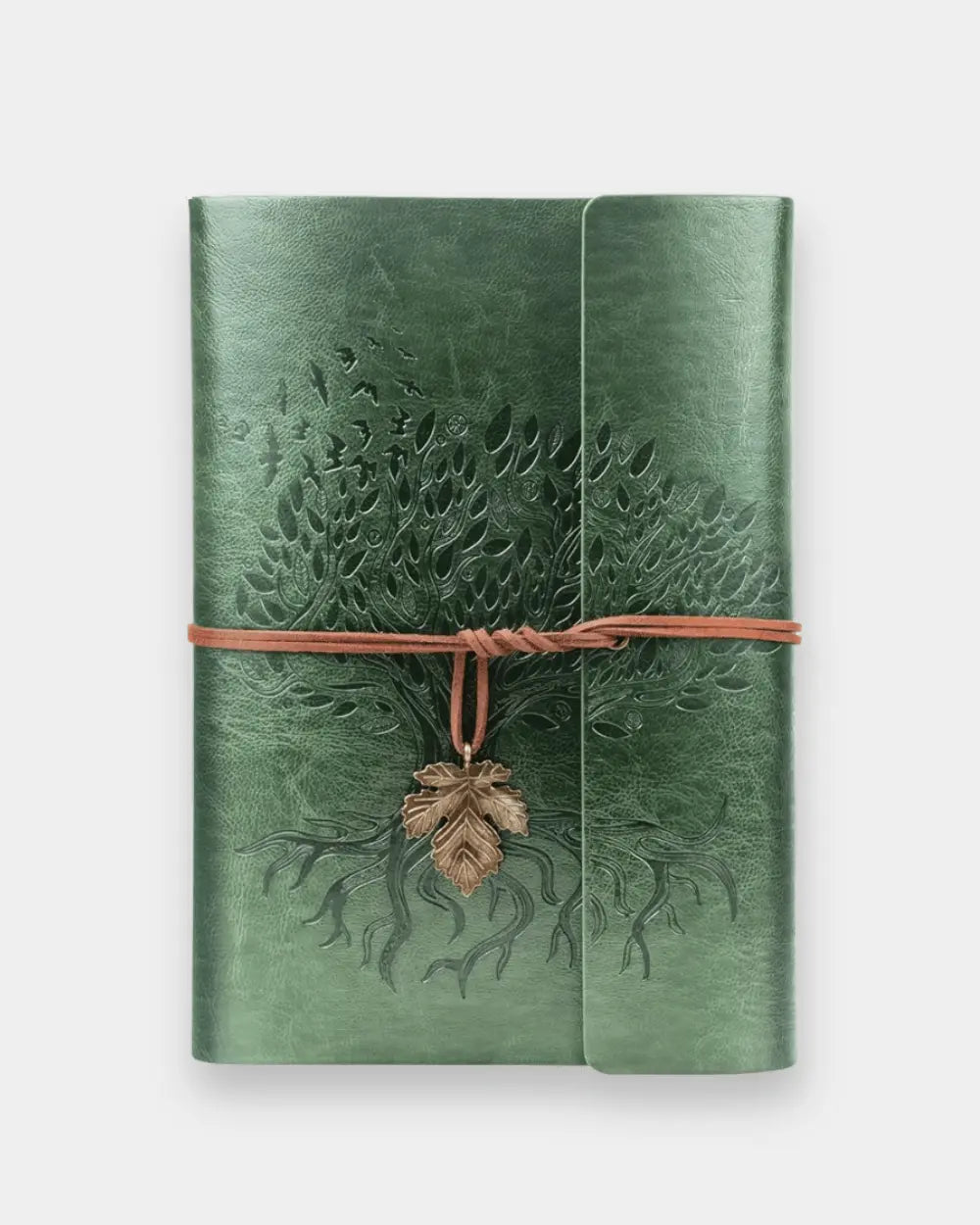 Rustic green leather notebook and leather bound journal crafted from full grain buffalo leather for travel and journaling. Handmade green leather journal with antique secret key lock, refillable travel diary and leather notebook