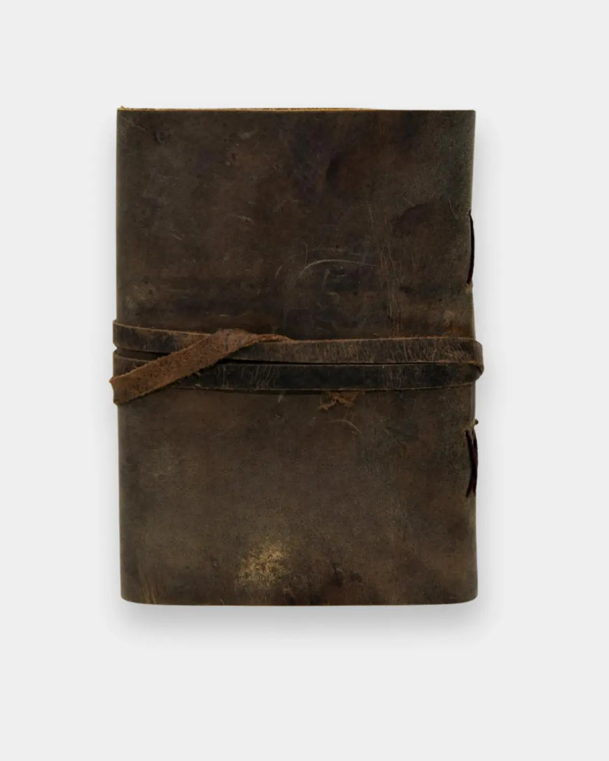 LAMAKHA rustic leather diary back cover — genuine buff leather journal two tone natural finish, centre seam stitching, leather cord handmade leather sketchbook, leather bound diary notebook