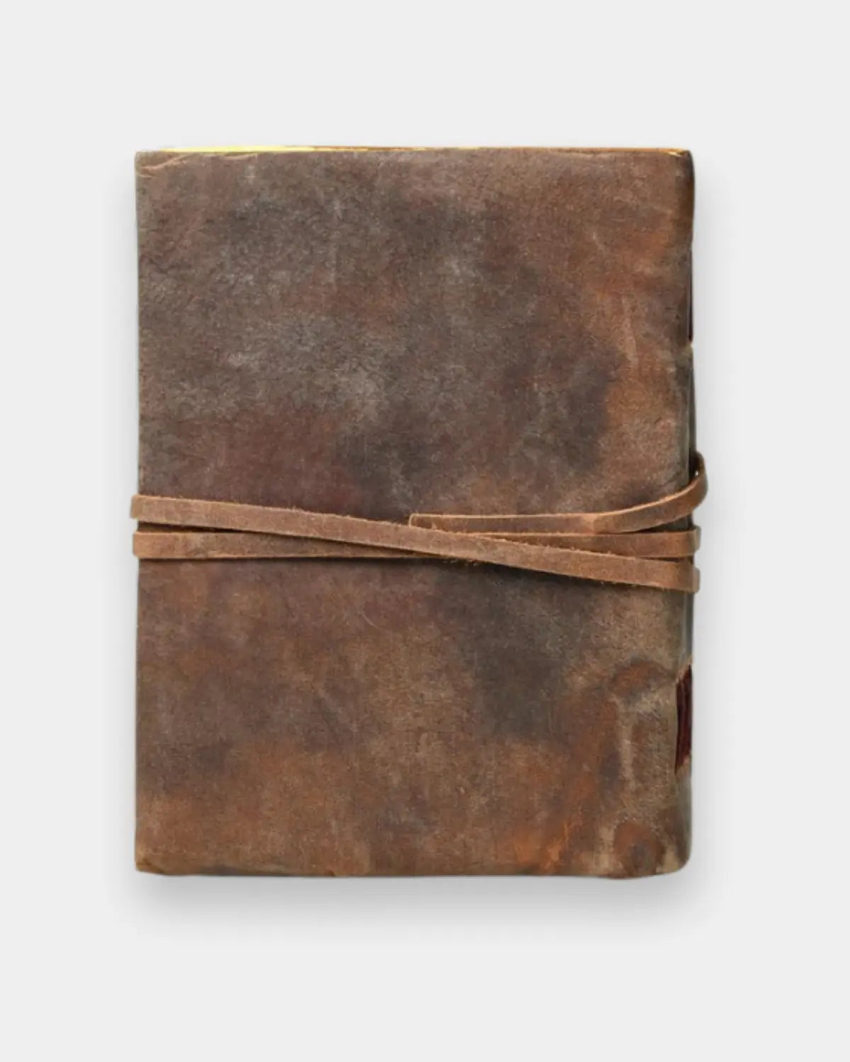 LAMAKHA rustic leather diary back cover — genuine buff leather journal two tone natural finish, centre seam stitching, leather cord handmade leather sketchbook, leather bound diary